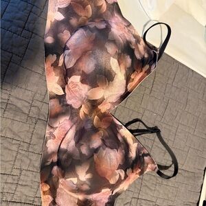 Wireless Floral Comfort Bra in Pink and Black